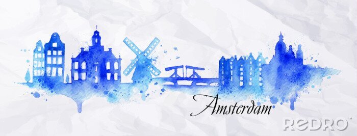 Poster  Silhouette aquarelle Amsterdam