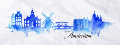 Sticker  Silhouette aquarelle Amsterdam