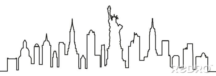 Poster  Silhouette d'une ligne de la ville de New York - vector