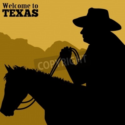 Poster  Silhouette de cheval et de cow-boy