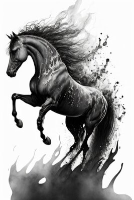 Poster  Silhouette de cheval noir
