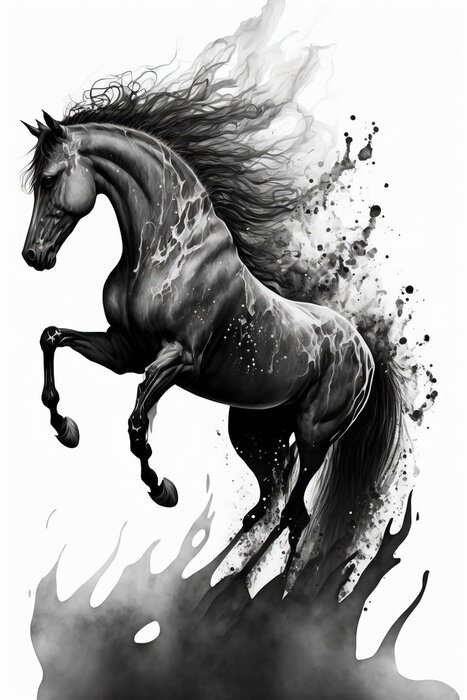 Poster  Silhouette de cheval noir