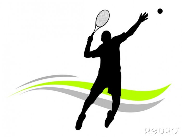 Poster  Silhouette de joueur de tennis et de tennis