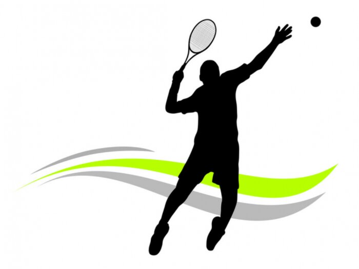 Poster  Silhouette de joueur de tennis et de tennis
