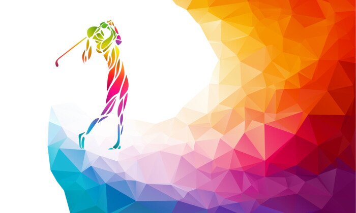 Poster  Silhouette du joueur de golf femme. Vecteur eps10