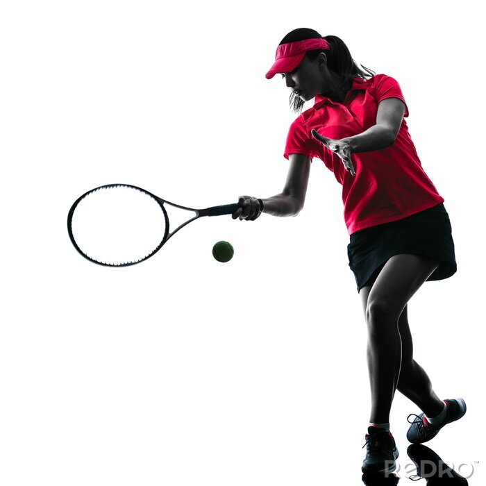 Poster  Silhouette élancée d'un joueur de tennis