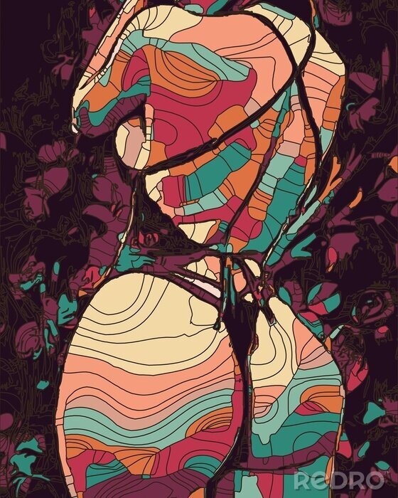 Poster  Silhouette féminine abstraite et géométrique