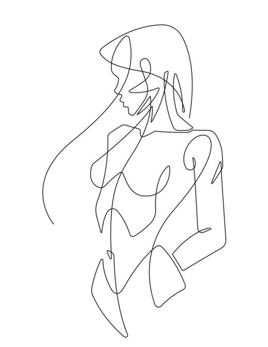 Poster  Silhouette féminine tournée de profil