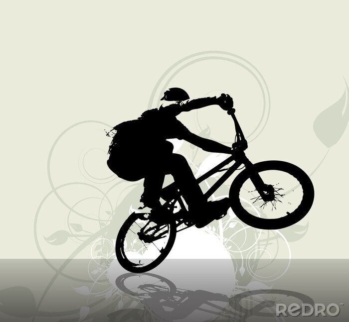 Poster  Silhouette minimaliste d'un cycliste
