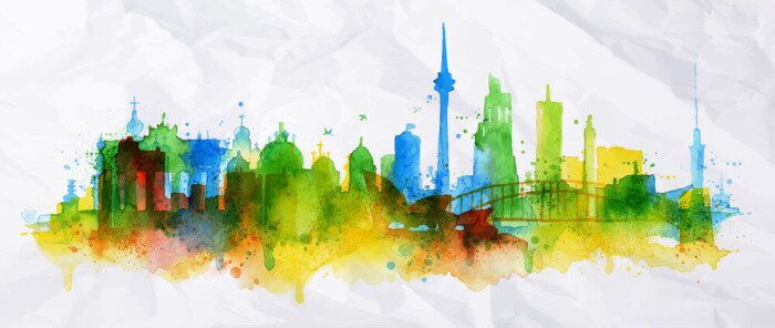 Poster  Silhouette overlay city Berlin