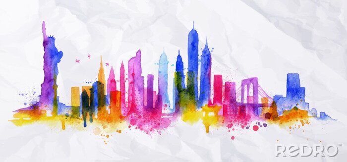 Poster  Silhouette overlay city New york