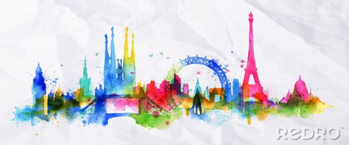 Poster  Silhouette overlay city Paris