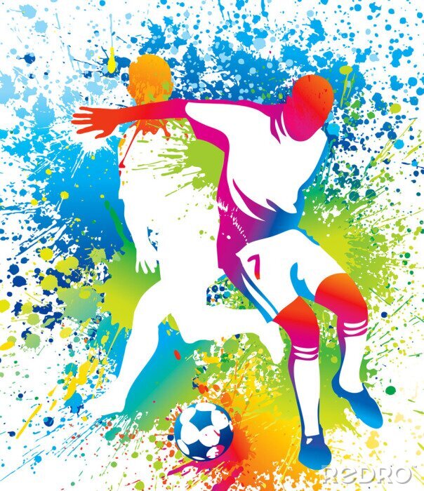 Poster  Silhouettes colorées des joueurs
