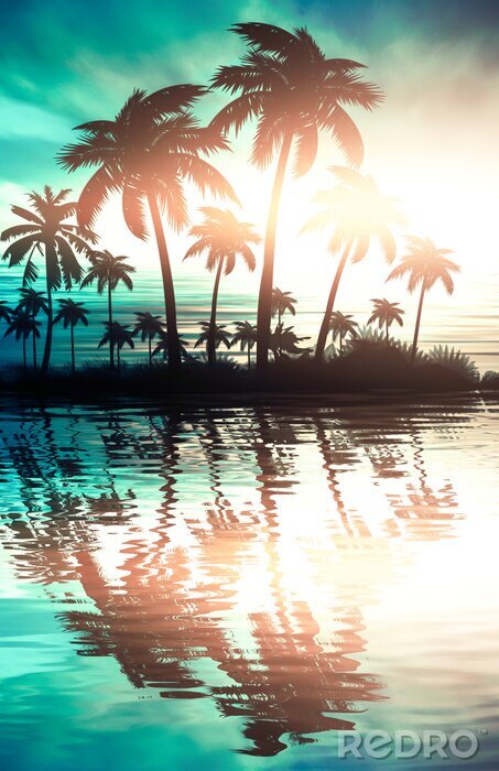 Poster  Silhouettes de palmiers