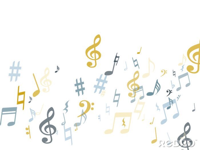 Poster  Silver gold music notes vector background illustration.