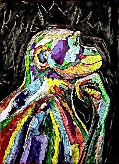 Poster  Singe et composition abstraite