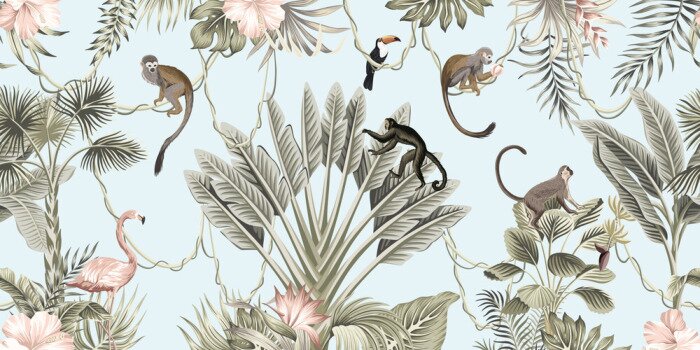 Poster  Singe proboscis de la jungle et autres animaux