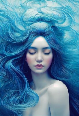 Poster  Sirène aux cheveux bleus