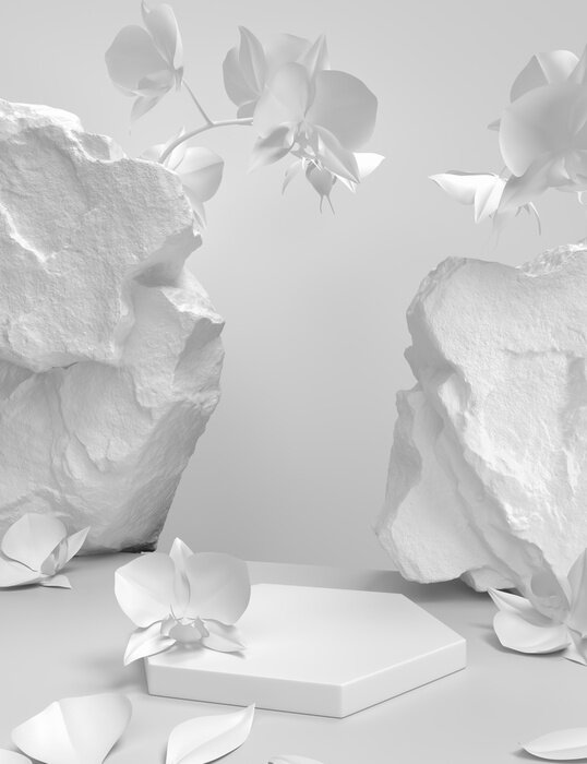 Poster  Skin care moisturizing cosmetic premium products with natural background, 3d render.