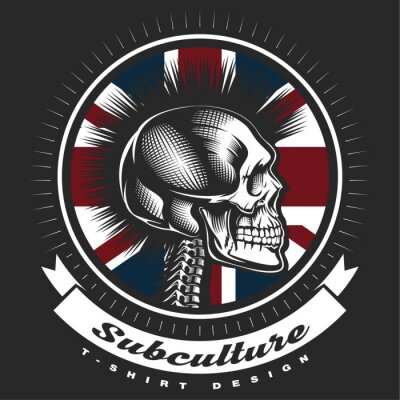 Skull punk vintage emblème.