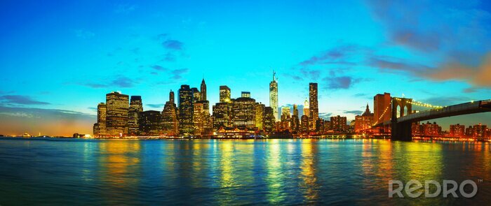 Poster  Skyline New York après le coucher de soleil