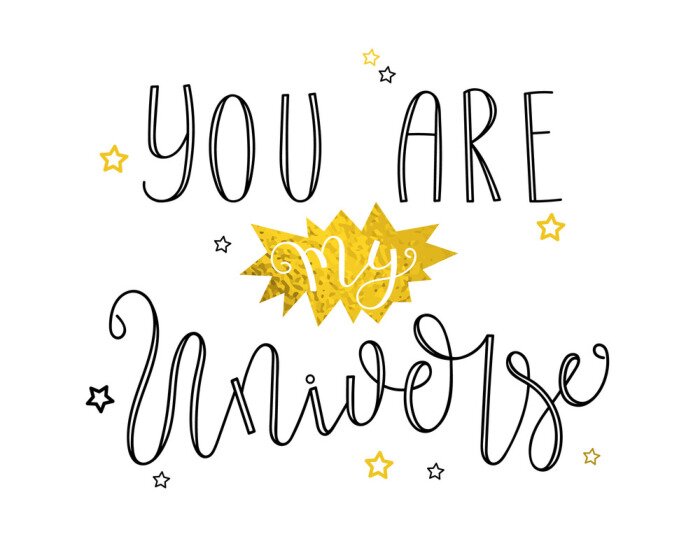 Poster  Slogan romantique sur fond blanc