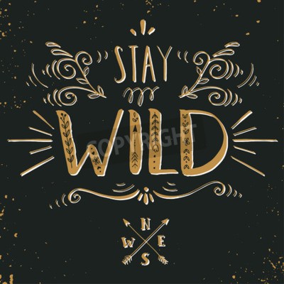 Poster  Slogan sur le motif sombre sauvage