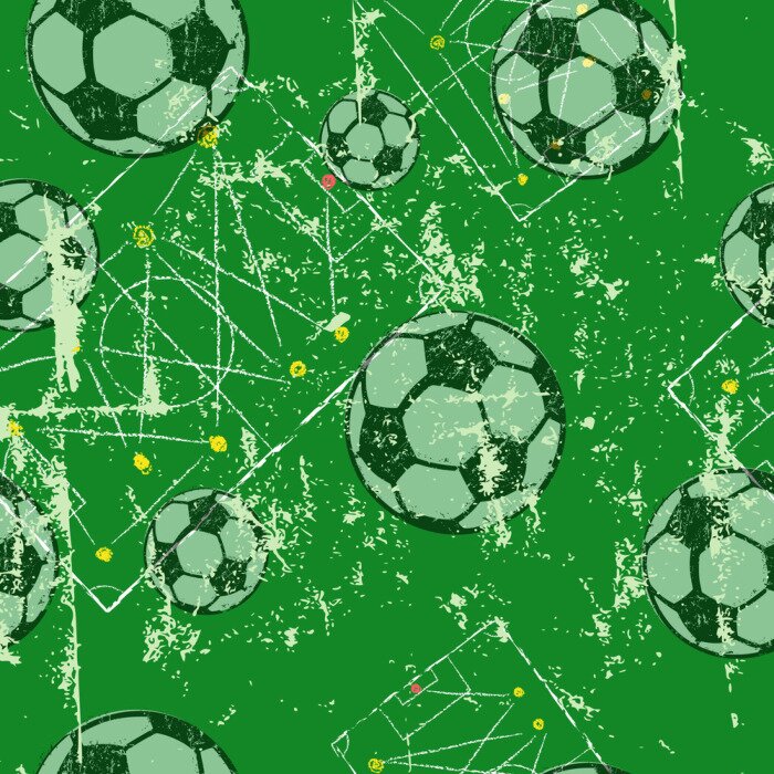 Poster  Soccer ou football, fond transparent, diagramme de tactique, ballons de football, style grunge