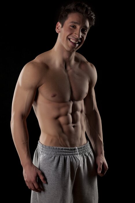 Poster  Sourire, moitié-nu, musculaire, homme, noir, fond