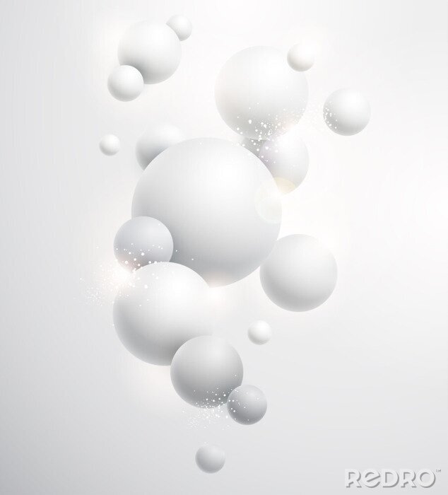 Poster  Sphères blanches en lévitation