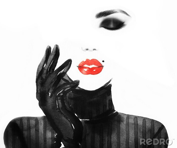 Poster  Style portrait de femme. Illustration aquarelle abstraite