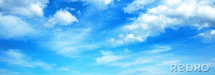 Poster  Sunny background, blue sky with white cumulus clouds 