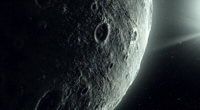 Surface 3D de la lune sur fond d'espace