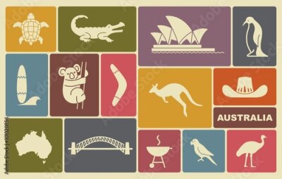 Poster  Symboles colorés de l'Australie