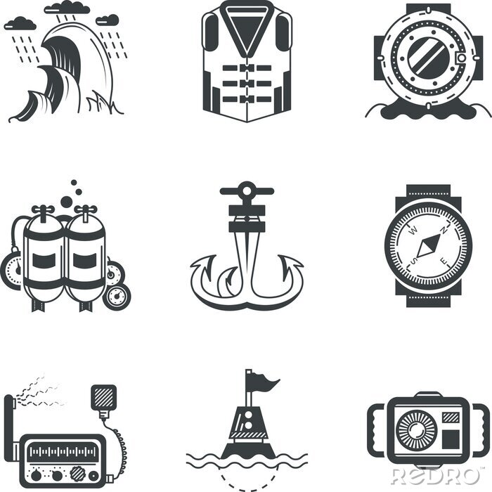 Poster  Symboles de la mer et du dessin