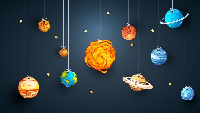 Poster  Système solaire pour enfants suspendu à des cordes