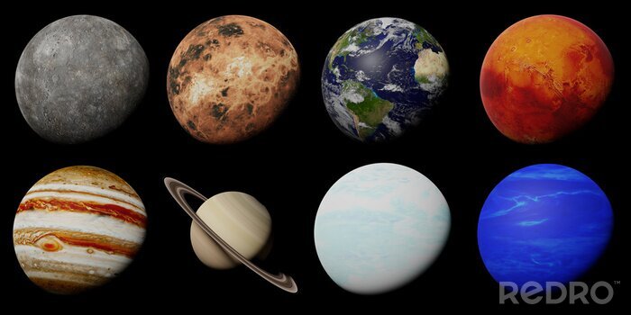 Poster  système solaire vraies photos de planètes