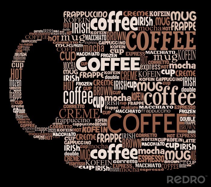 Poster  Tasse à café avec texte