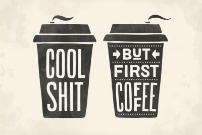 Sticker  Tasses à café à emporter avec inscriptions
