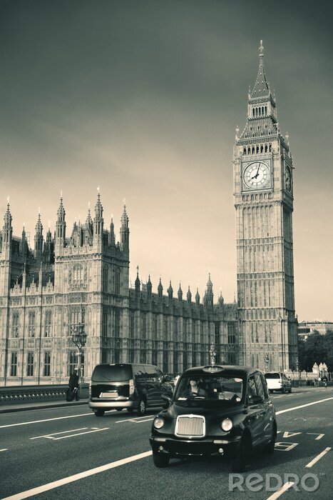 Poster  Taxis noirs et Big Ben