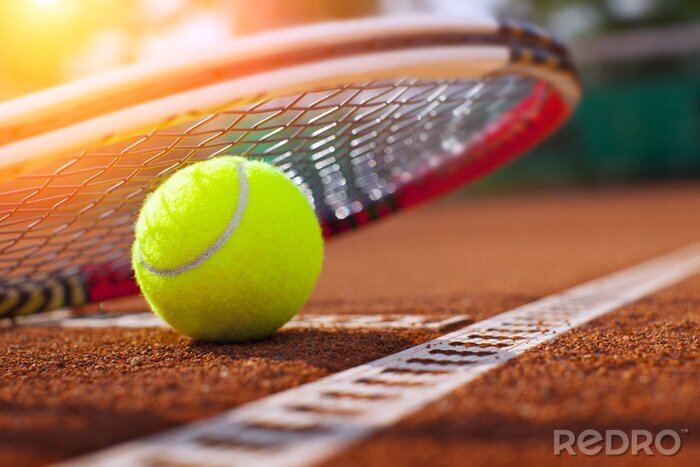 Poster  Tennis 3d balle sur le court
