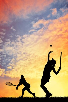 Poster  Tennis au coucher du soleil