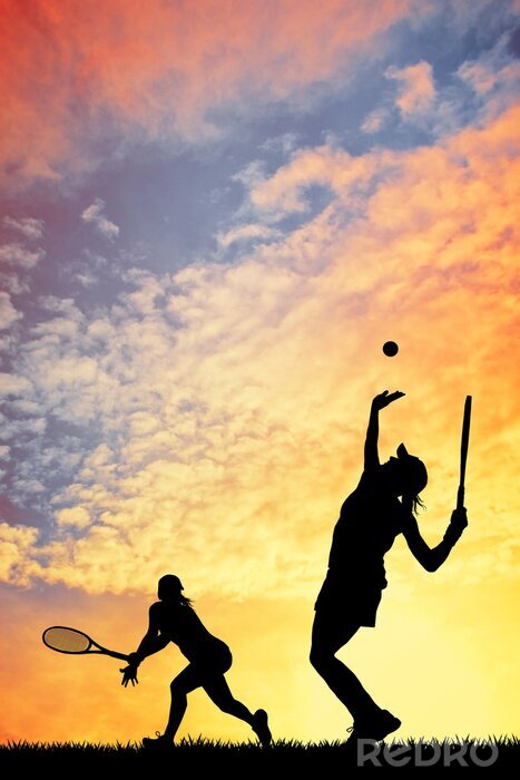 Poster  Tennis au coucher du soleil