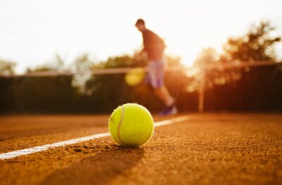 Tennis, balle, silhouette, joueur, argile, tribunal