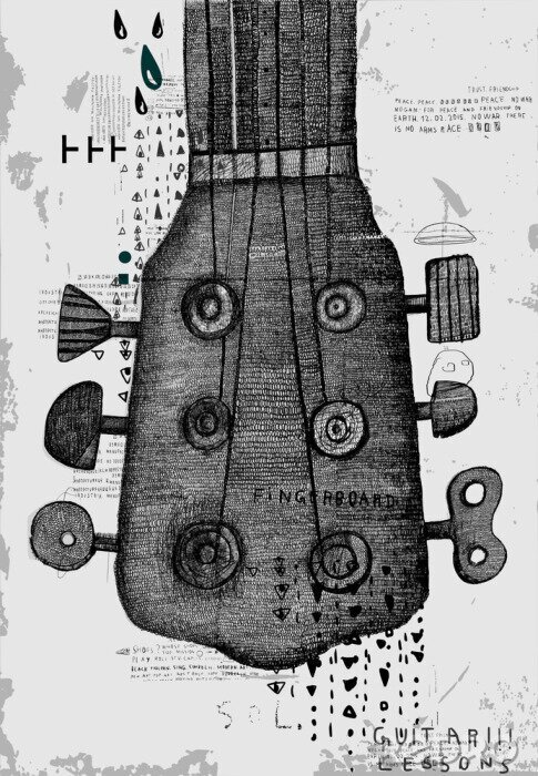Poster  Tête de guitare avec touches inhabituelles