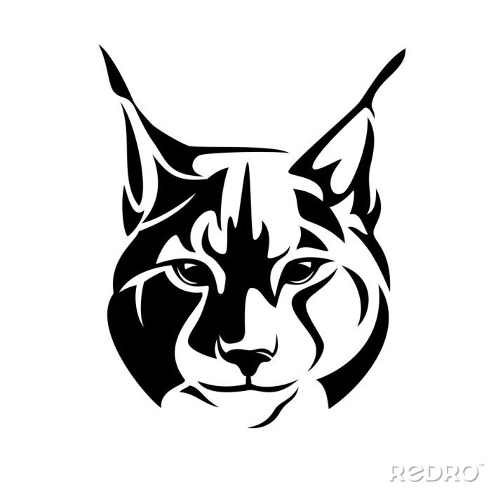 Poster  Tête de lynx graphismes minimalistes en noir et blanc