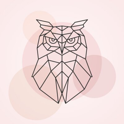 Sticker  Tête géométrique d'un hibou. Illustration vectorielle abstraite d'un oiseau sauvage.