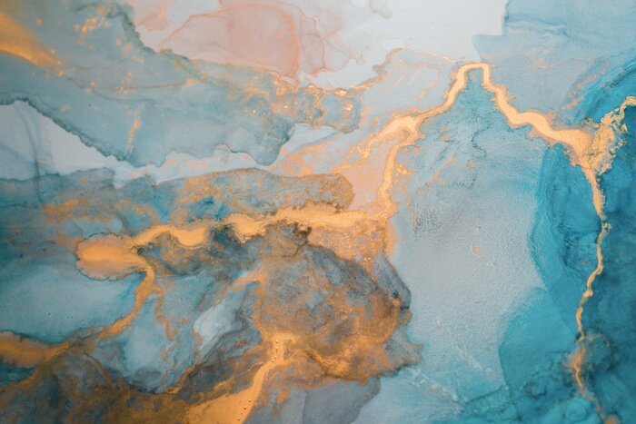 Poster  The picture is painted in alcohol ink. Creative abstract artwork made with translucent ink colors. Trendy wallpaper. Abstract painting, can be used as a background for wallpapers, posters, websites.