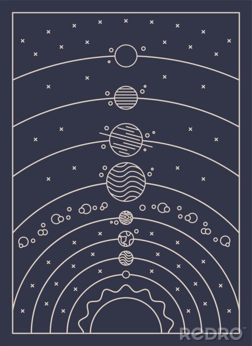 Poster  the planets in the solar system vector icons