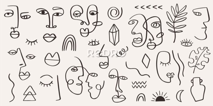 Poster  Thème graphique avec des visages de personnes